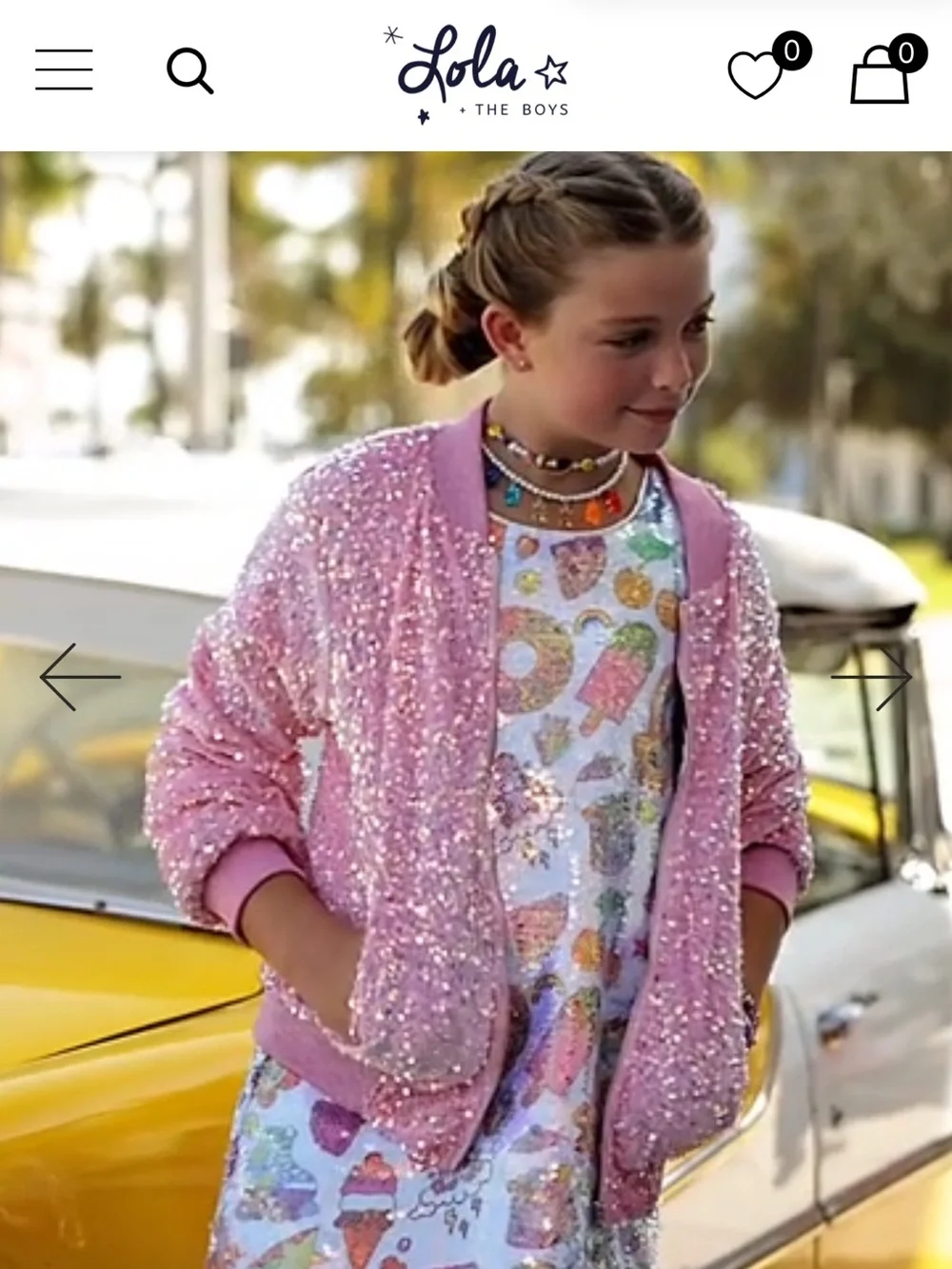 Lola + The Boys Pink Sequin Star Zip Jacket